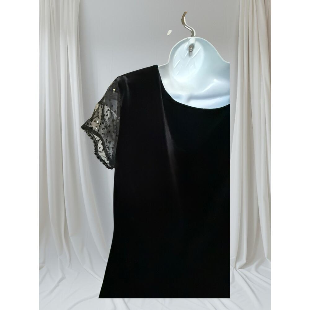 Vintage Sheri Martin NY Black Velvet & Sequin Dress - Size 12150 - Picture 7 of 9